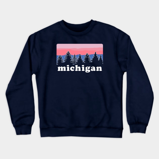 Northern Michigan Pine Tree Sunset Crewneck Sweatshirt by GreatLakesLocals